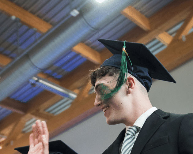 Haut-Lac graduate celebrating IBDP success on campus
